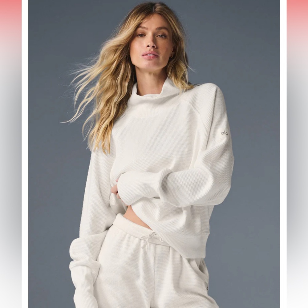 ALO Waffle Weekend Escape Mock Neck Long Sleeve
